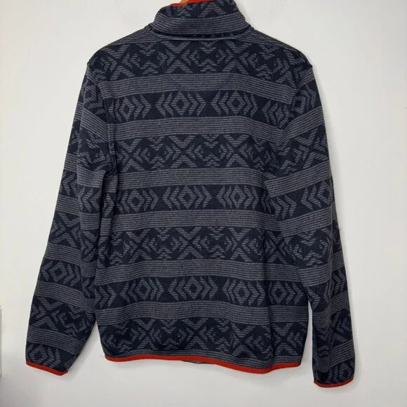 LL Bean Men's L  Snap Front Sweater Fleece Gray Geometric Aztec - Picture 4 of 10